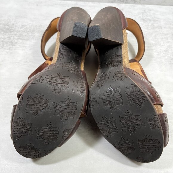 John Fluevog Rules Goodall Leather Fringe Heeled Sandals - Women's Size 8.5 - Picture 8 of 9